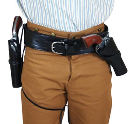 Build your own Western Gunbelt - Plain Black Leather