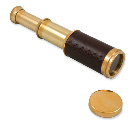 6 inch Brass Telescope with Leather Trim