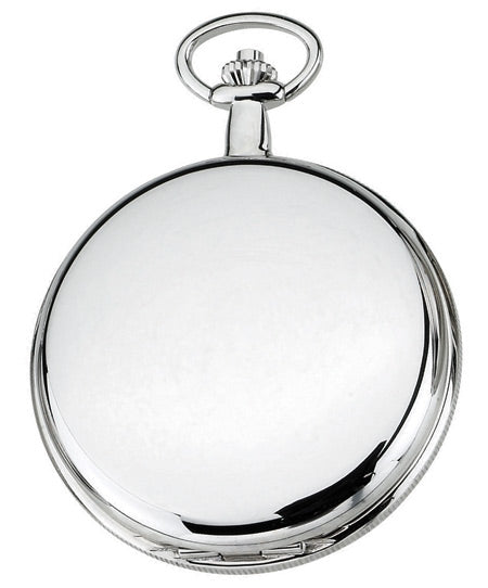 Premium High Polish Chrome Plated Mechanical Pocket Watch with Chain