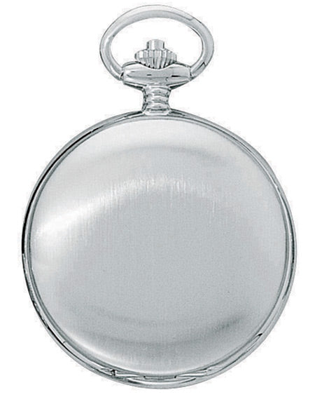 Premium Satin Chrome Finish Quartz Pocket Watch with Chain