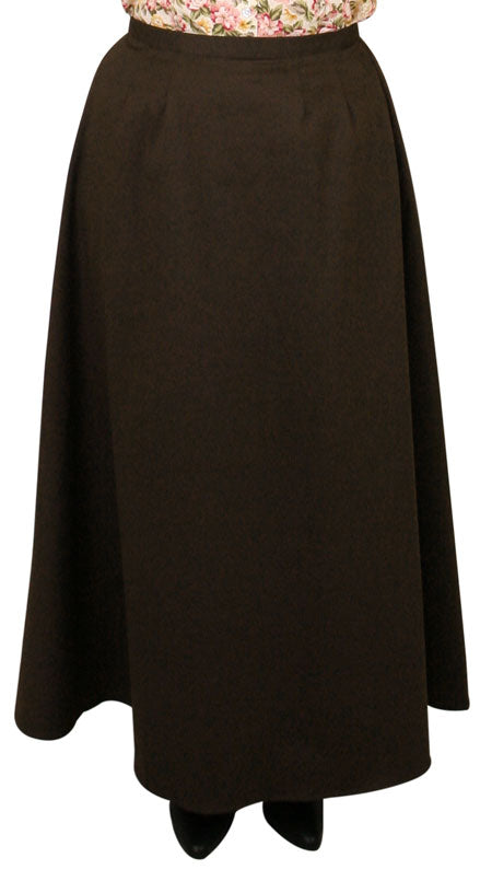 Twill Walking Skirt - Brown Cotton Blend