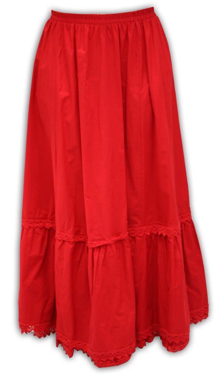 Traditional Victorian Petticoat - Red Cotton