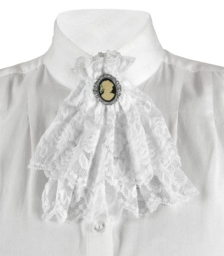 Victorian Lace Jabot - White