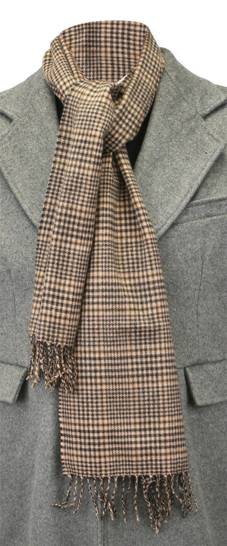 Cashmere Scarf - Taupe Plaid