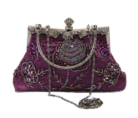 Oblong Rose Purse - Purple