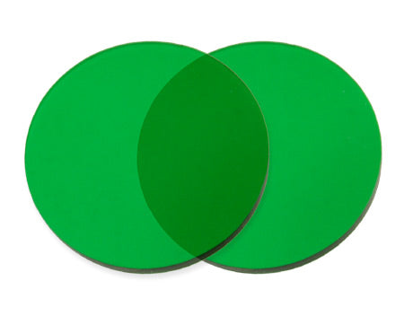 One Pair Flat 50mm Acrylic Lenses - Green