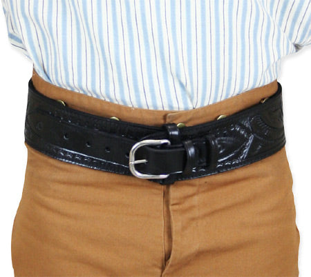 (.44/.45 cal) High-Rider Western Cartridge Belt - Black Tooled Leather