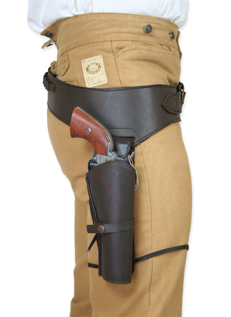(.44/.45 cal) Western Gun Belt and Holster - RH Draw - Oiled Brown Leather
