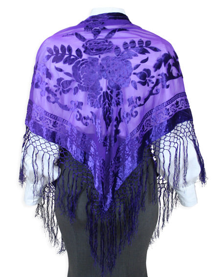 Velvet Triangular Shawl - Purple