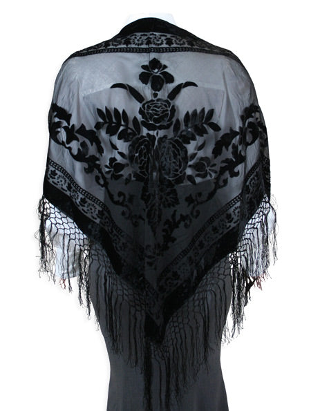 Velvet Triangular Shawl - Black