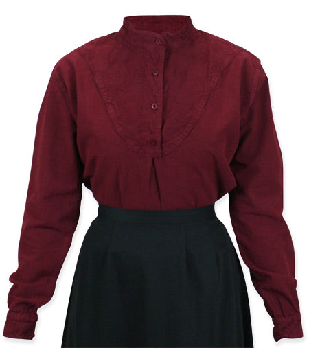 Ladies Embroidered Work Shirt - Burgundy