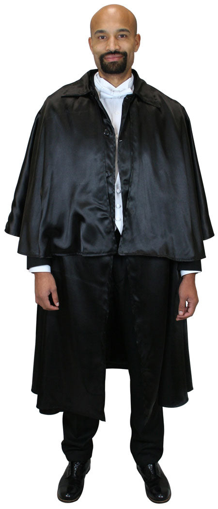 Inverness Satin Cape - Black/Black