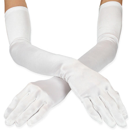 Opera Length Satin Gloves - White
