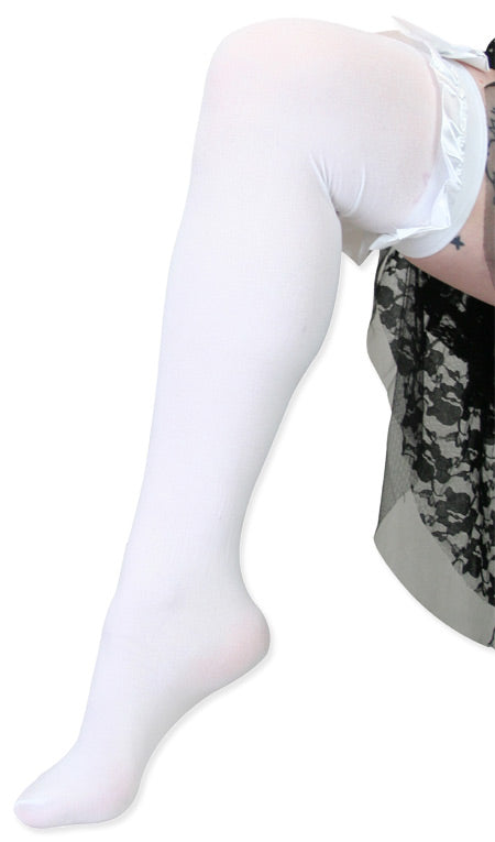 Thigh High with Satin Bow - White