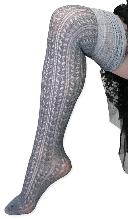 Over the Knee Pointelle Sock - Gray
