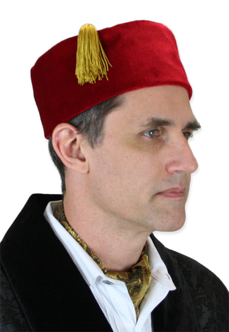 Vintage Quilted Smoking Cap - Red Velvet