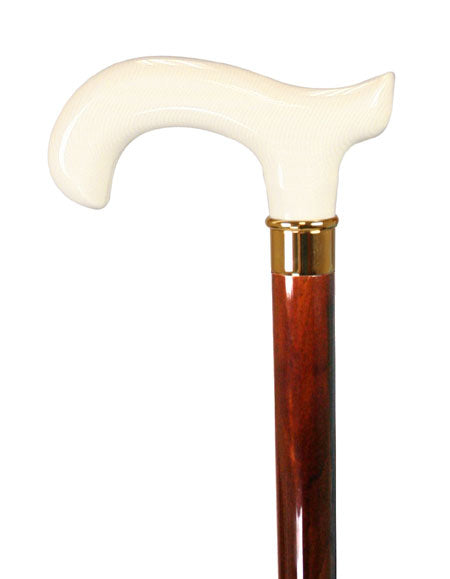 Faux Ivory Derby Walking Stick - Gold Tone