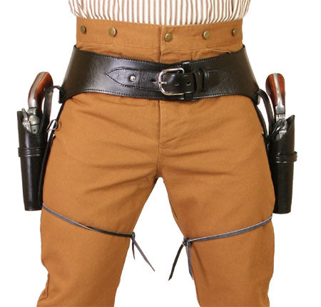 Western Gun Belt & Double Holster (.22 cal) - Standard Barrel - Black