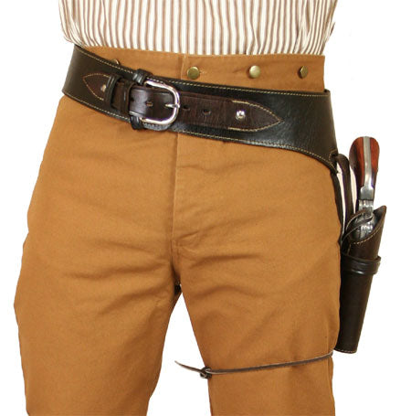 (.22 cal) Western Gun Belt and Holster - LH Draw - Plain Brown Leather