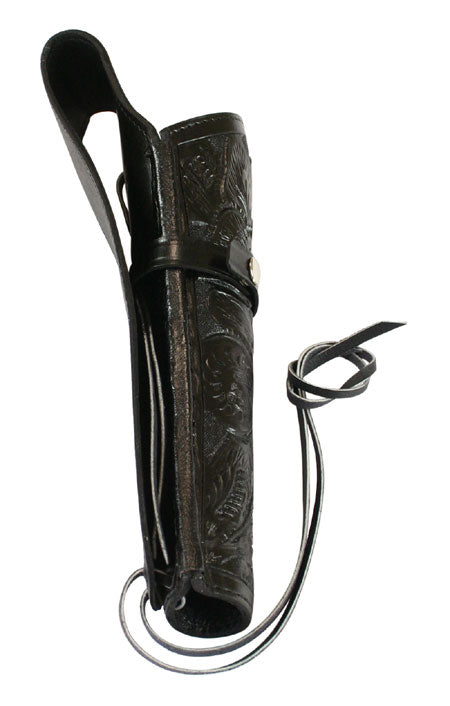 Western Holster - RH Draw (Extra-Long Barrel) - Black Tooled Leather