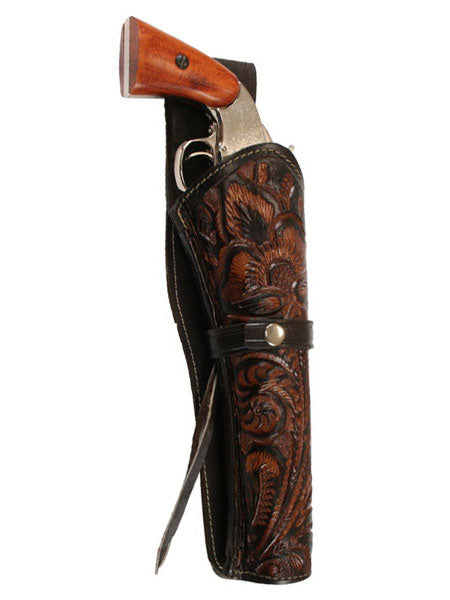 Western Holster - X-Long/Wide Barrel - Two-Tone Brown Tooled