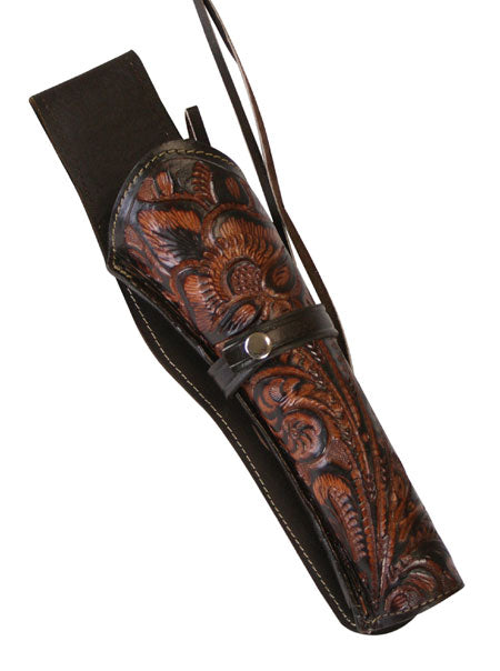 Western Holster - X-Long/Wide Barrel - RH Draw - Two-Tone Brown Tooled