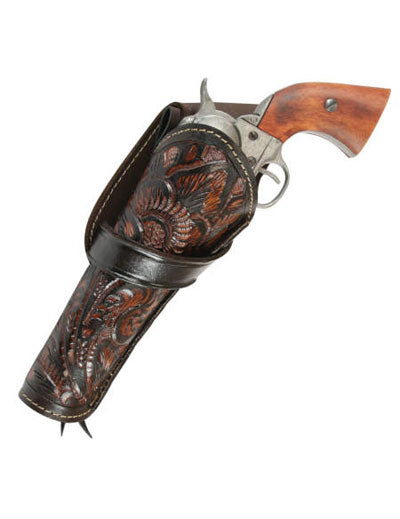 Western Holster - Standard Barrel - LH Cross-Draw -Two-Tone Brown Tooled
