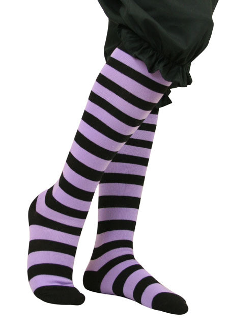 Striped Stockings - Purple/Black Thigh Highs
