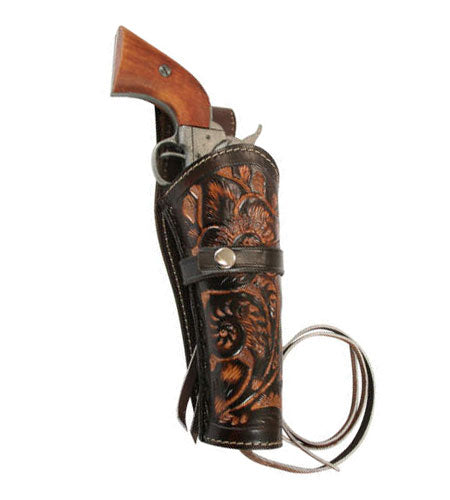 Western Holster - RH Draw - Two-Tone Brown Tooled Leather