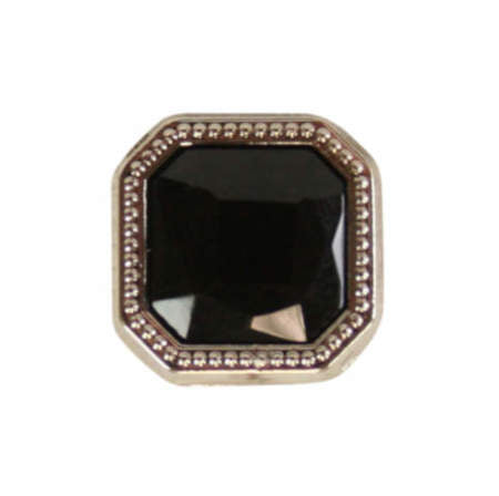 Silver Square Tie Tack - Onyx