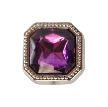 Silver Square Tie Tack - Amethyst