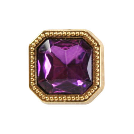 Gold Square Tie Tack - Amethyst