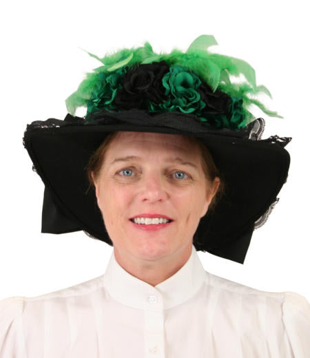 Ladies Wool Felt Victorian Touring Hat - Hunter