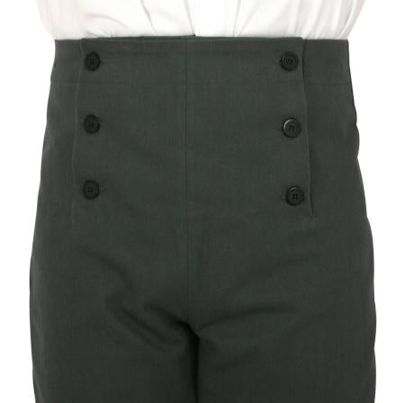 Regency Fall Front Trousers - Charcoal Brushed Cotton