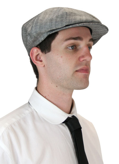 Linen Applejack Cap - Black Herringbone