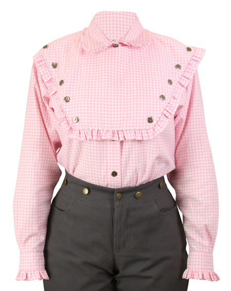Josie Bib Blouse - Pink Check