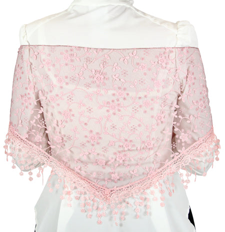 Delicate Floral Lace Shawl - Pink