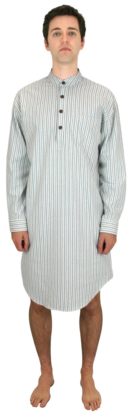 Killian Flannel Nightshirt - Blue Stripe
