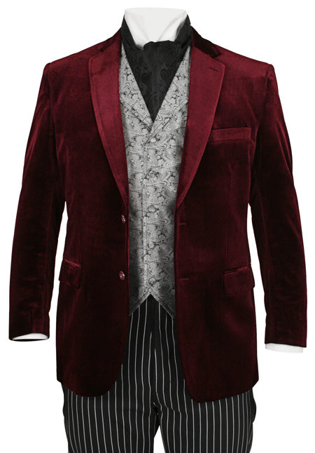 Roderick Smoking Jacket - Wine Velvet