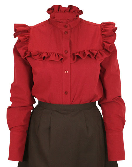 Selma Ruffle Blouse - Burgundy