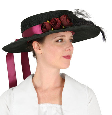 Ladies Day Hat - Black/Burgundy