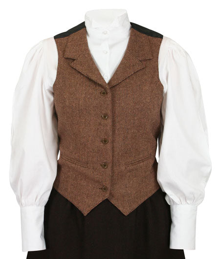 Ladies Tweed Walden Vest - Brown