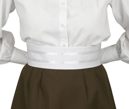 Narrow Cotton Ribbon Belt - White