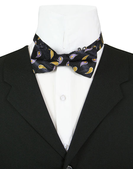 Mens Bow Tie - Black Paisley