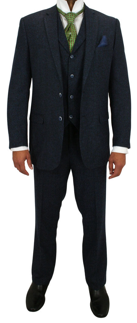 Hartford Three-Piece Tweed Suit - Navy