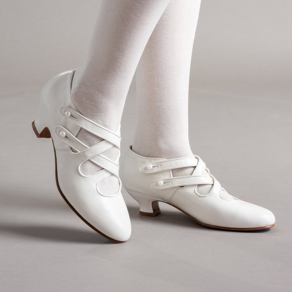 Astoria Edwardian Leather Shoes (Soft Ivory)