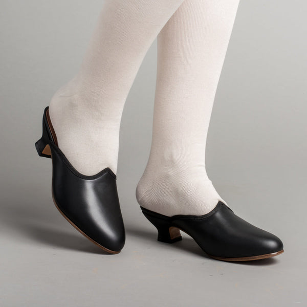 Sophie 18th Century Leather Mules (Black)