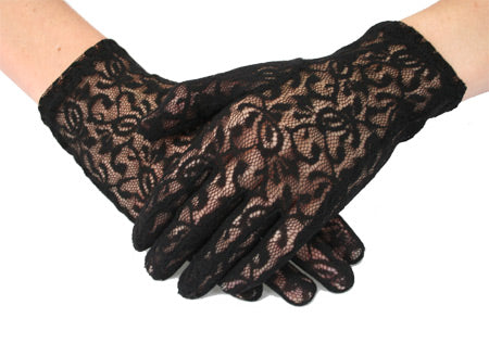 Lace Gloves - Black Plain Wrist