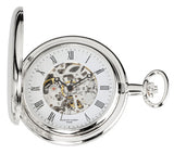 Premium High Polish Chrome Plated Mechanical Pocket Watch with Chain