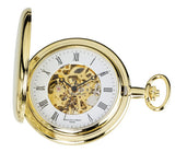 Premium High Polish Gold Plated Mechanical Pocket Watch with Chain